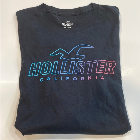 Hollister Navy Tee with Multicolor Logo - Picture 1 of 3